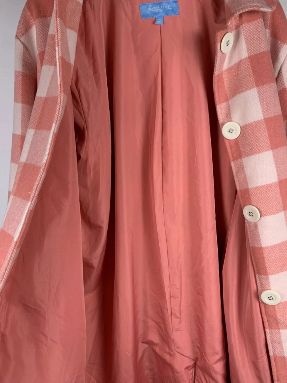 Draper James RSVP XXL Pink Gingham Plaid Coat Lined Button Front NWT
